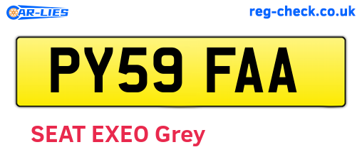PY59FAA are the vehicle registration plates.