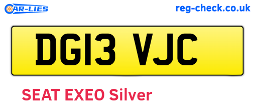 DG13VJC are the vehicle registration plates.