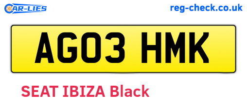 AG03HMK are the vehicle registration plates.