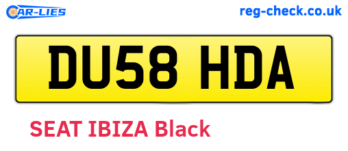 DU58HDA are the vehicle registration plates.