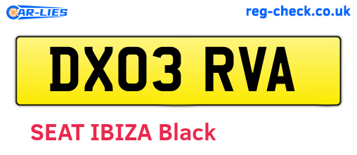 DX03RVA are the vehicle registration plates.