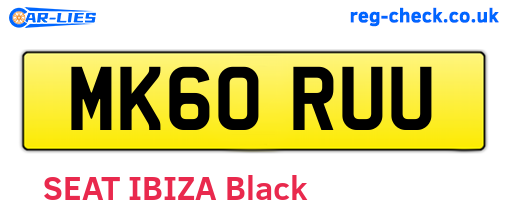 MK60RUU are the vehicle registration plates.