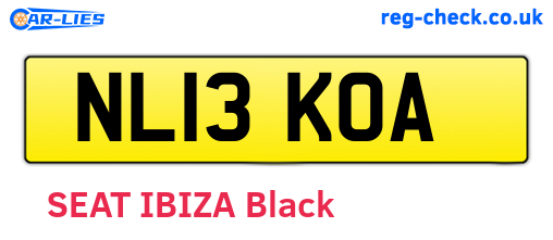 NL13KOA are the vehicle registration plates.