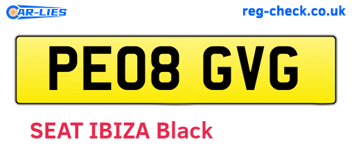 PE08GVG are the vehicle registration plates.