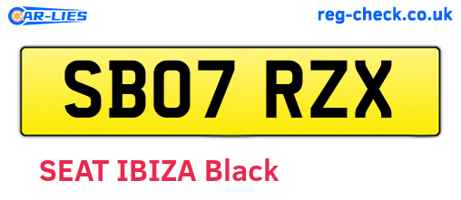 SB07RZX are the vehicle registration plates.