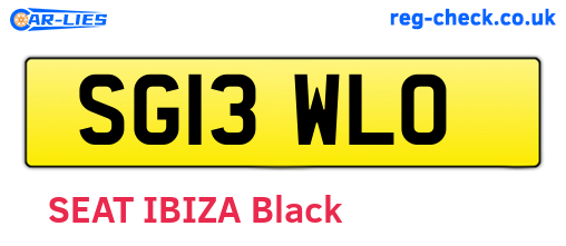 SG13WLO are the vehicle registration plates.