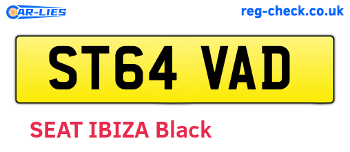 ST64VAD are the vehicle registration plates.