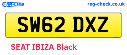 SW62DXZ are the vehicle registration plates.