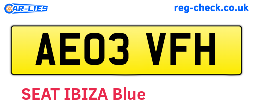AE03VFH are the vehicle registration plates.