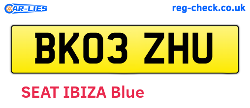 BK03ZHU are the vehicle registration plates.