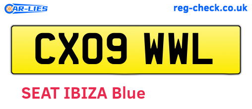 CX09WWL are the vehicle registration plates.