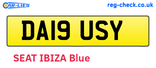 DA19USY are the vehicle registration plates.