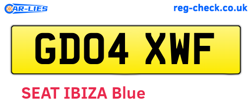 GD04XWF are the vehicle registration plates.