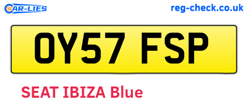 OY57FSP are the vehicle registration plates.