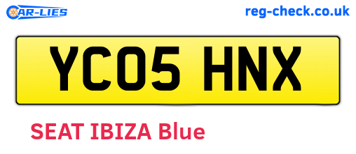 YC05HNX are the vehicle registration plates.