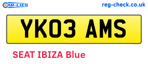 YK03AMS are the vehicle registration plates.