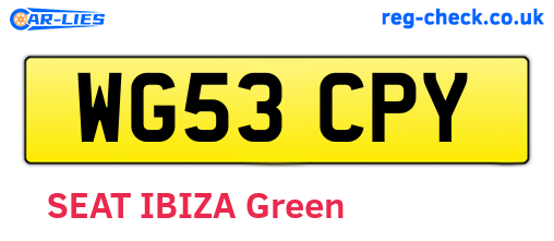 WG53CPY are the vehicle registration plates.