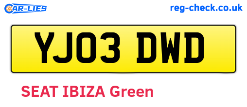 YJ03DWD are the vehicle registration plates.