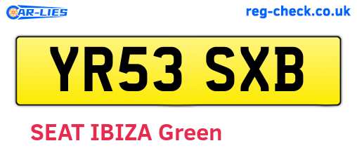 YR53SXB are the vehicle registration plates.