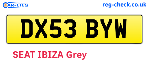 DX53BYW are the vehicle registration plates.