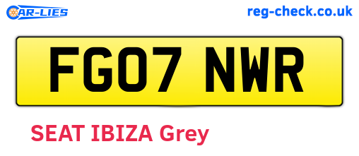 FG07NWR are the vehicle registration plates.