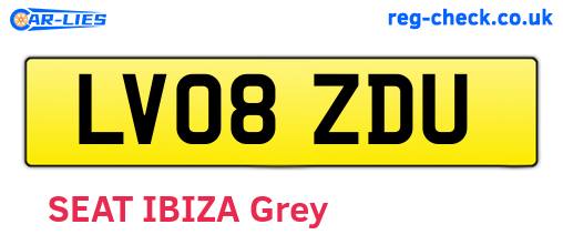 LV08ZDU are the vehicle registration plates.