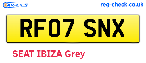 RF07SNX are the vehicle registration plates.