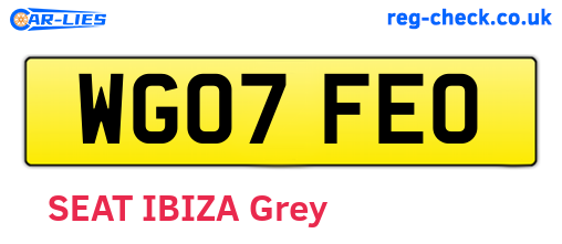 WG07FEO are the vehicle registration plates.