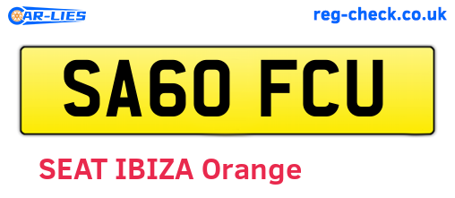 SA60FCU are the vehicle registration plates.