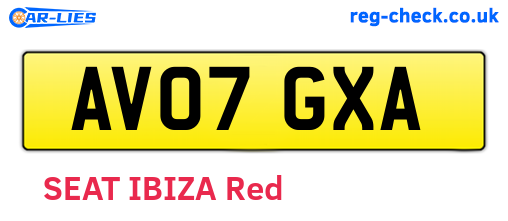 AV07GXA are the vehicle registration plates.