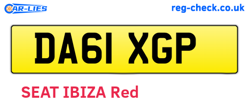 DA61XGP are the vehicle registration plates.