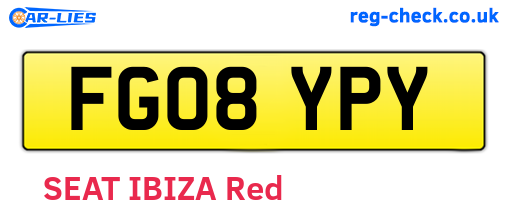 FG08YPY are the vehicle registration plates.