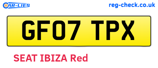GF07TPX are the vehicle registration plates.
