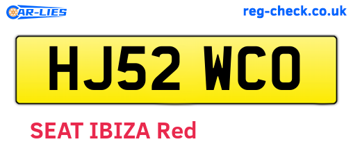 HJ52WCO are the vehicle registration plates.