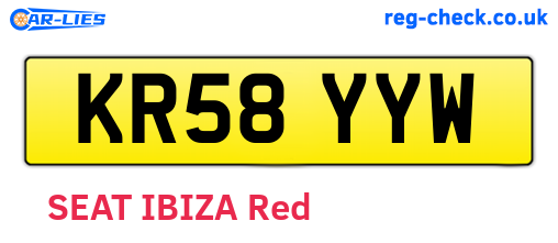 KR58YYW are the vehicle registration plates.