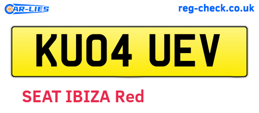 KU04UEV are the vehicle registration plates.