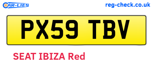 PX59TBV are the vehicle registration plates.