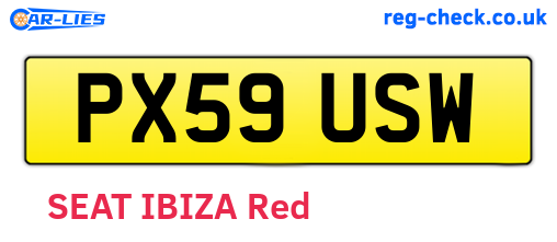 PX59USW are the vehicle registration plates.