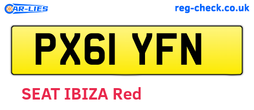 PX61YFN are the vehicle registration plates.