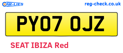 PY07OJZ are the vehicle registration plates.