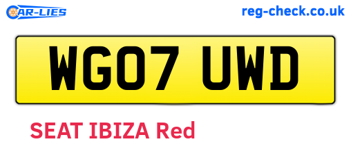 WG07UWD are the vehicle registration plates.