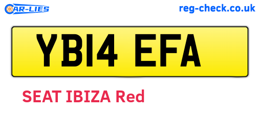 YB14EFA are the vehicle registration plates.