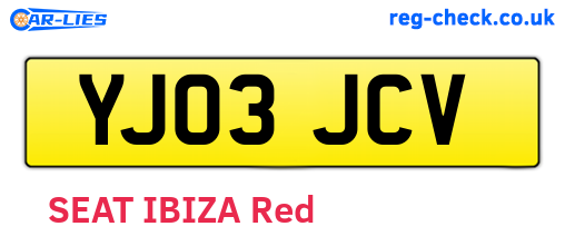 YJ03JCV are the vehicle registration plates.
