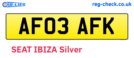 AF03AFK are the vehicle registration plates.