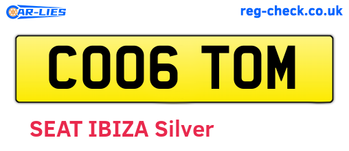 CO06TOM are the vehicle registration plates.