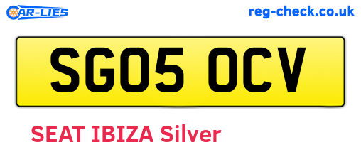 SG05OCV are the vehicle registration plates.