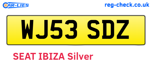 WJ53SDZ are the vehicle registration plates.