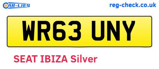 WR63UNY are the vehicle registration plates.