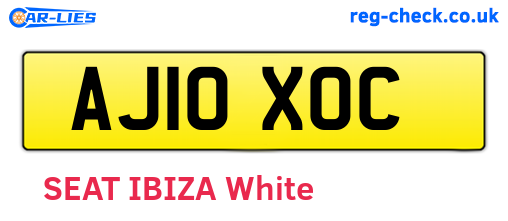 AJ10XOC are the vehicle registration plates.