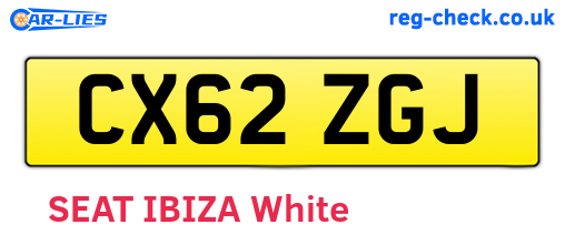 CX62ZGJ are the vehicle registration plates.